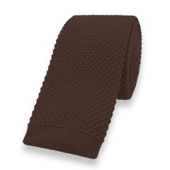 gebreide stropdas bruin effen