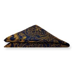 pochet dark navy okergeel bloemen