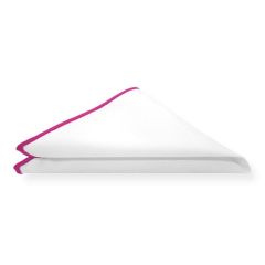 pochet wit linnen met hot pink rand