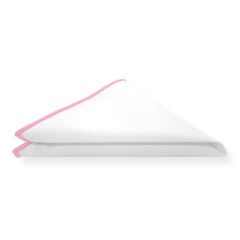 pochet wit linnen met roze rand