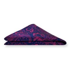 pochet hot pink dark navy bloemen