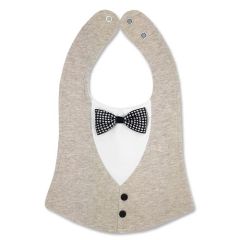slabbetje met vlinderdas beige