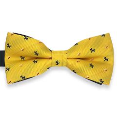 vlinderstrik geel met honden print