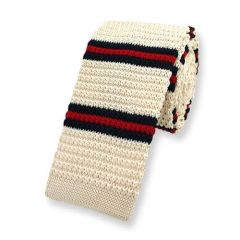 stropdas gebreid beige gestreept