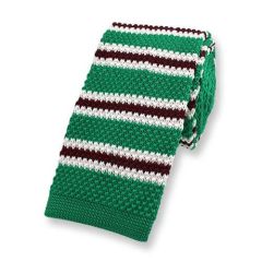 stropdas gebreid groen geel gestreept