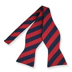 zelfstrikker donkerblauw rood gestreept