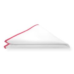 pochet wit linnen met koraal rand