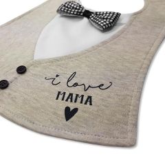 slabbetje met vlinderdas beige I love