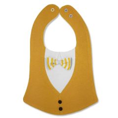 slabbetje met vlinderdas okergeel