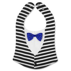 slabbetje met vlinderstrik zwart wit gestreept