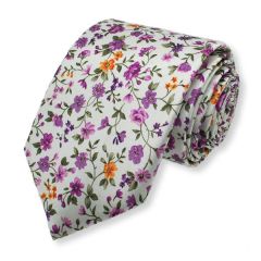 stropdas bloemen paars wit