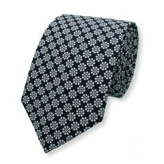 stropdas bloemen donkerblauw wit