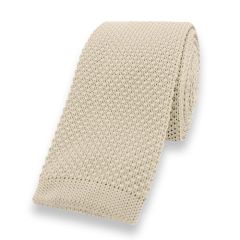 gebreide stropdas beige effen