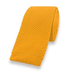 gebreide stropdas okergeel effen