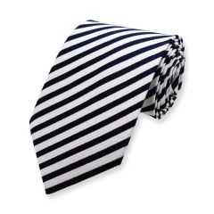 stropdas strepen marineblauw wit smal