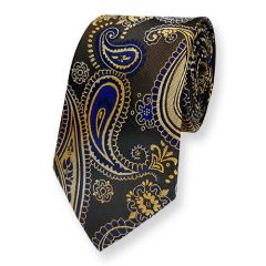 stropdas goud donkerblauw paisley