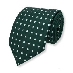stropdas donkergroen wit stippen zijde