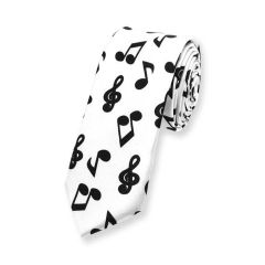 witte stropdas met zwarte muzieknoten