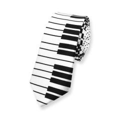 piano stropdas wit zwart smal