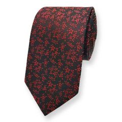 stropdas zwart rood bloemen