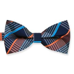 vlinderdas blauw oranje geruit