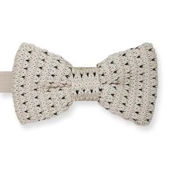 vlinderdas gebreid beige zwart