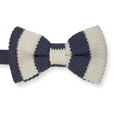 vlinderdas gebreid grijs wit