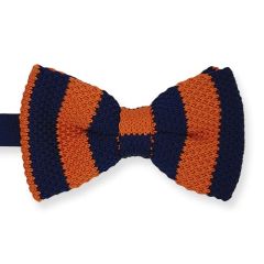 vlinderdas gebreid oranje donkerblauw