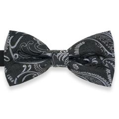 vlinderdas paisley zwart zilver