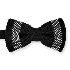 vlinderdas gebreid zwart wit