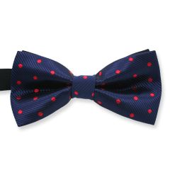 vlinderstrik donkerblauw rode stippen