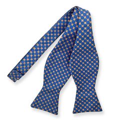 zelfstrikker cognac blauw stippen