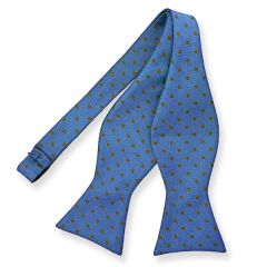 zelfstrikker sky blue cognac stippen