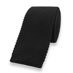 gebreide stropdas zwart effen