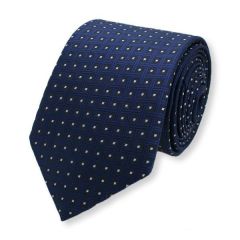 zijden stropdas donkerblauw wit stippen