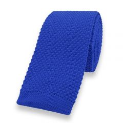 gebreide stropdas blauw effen