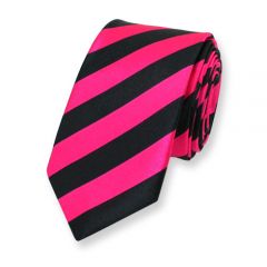 stropdas strepen neon roze zwart smal